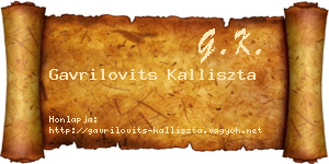 Gavrilovits Kalliszta névjegykártya